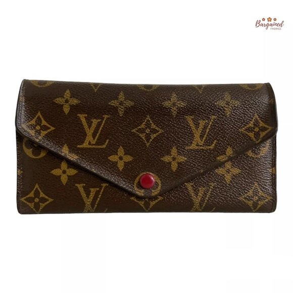 Authentic Louis Vuitton Monogram Canvas Leather Burgundy Josephine Long Wallet - Picture 1 of 11